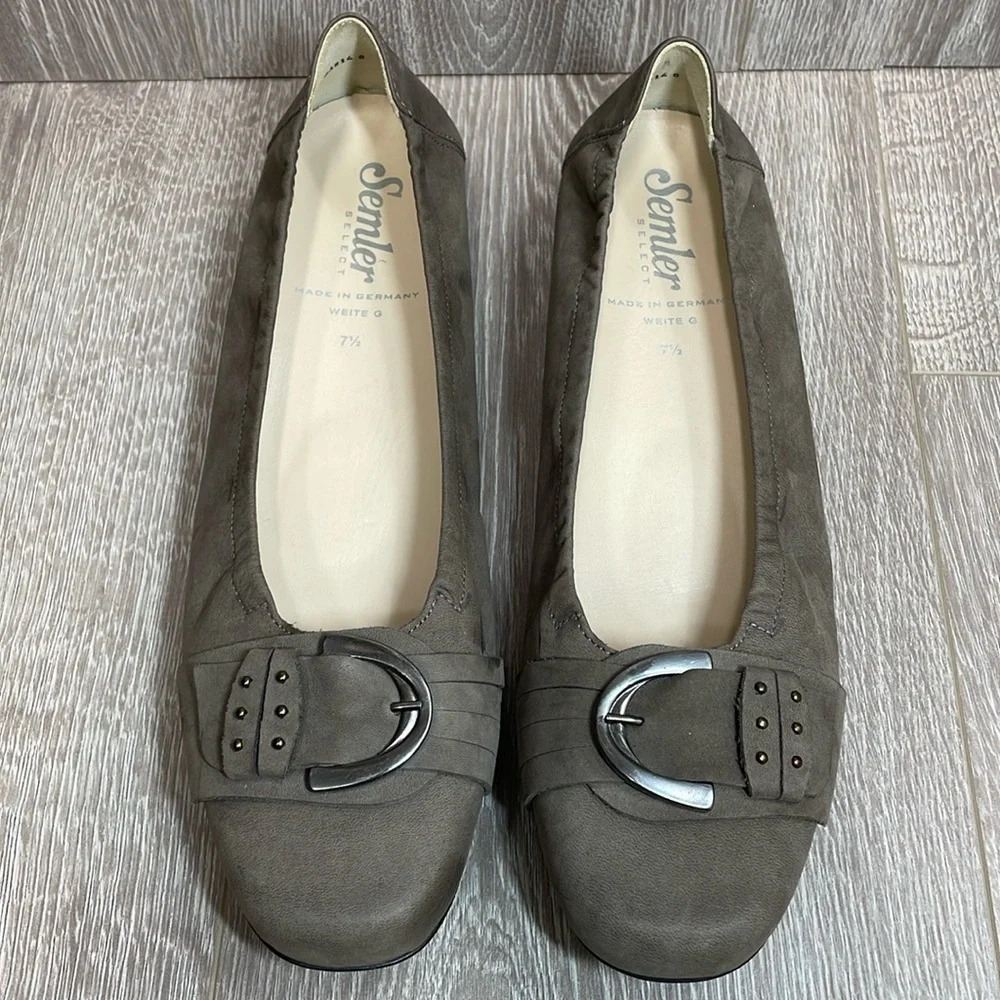 Semler Select Denise Balerinna Flats with Buckle Trim Taupe Suede US 9.5(UK 7.5)